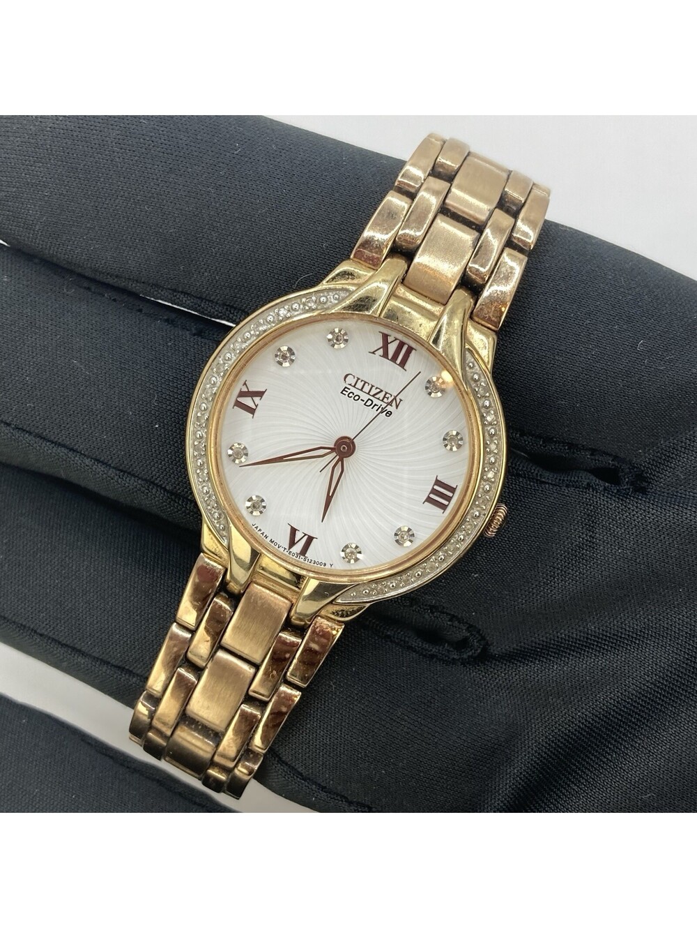 Citizen Eco-Drive Women Watch Gold Tone Diamond Accent Bezel 29mm EQ71-S085176